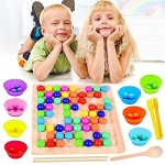 Regenbogen Puzzle,Montessori Spielzeug,Holz Clip Beads Brettspiel Montessori Brettspiel Wooden Puzzle Rainbow Bead Game Early Education Puzzle Brettspiel