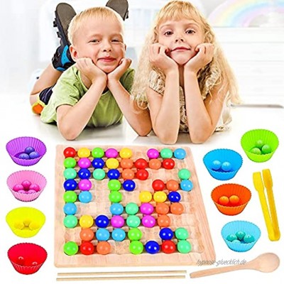 Regenbogen Puzzle,Montessori Spielzeug,Holz Clip Beads Brettspiel Montessori Brettspiel Wooden Puzzle Rainbow Bead Game Early Education Puzzle Brettspiel