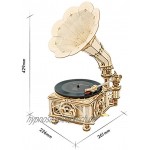 ROKR 3D Holzpuzzle für Erwachsene Teenager DIY Modellbausatz Basteln Mechanische Puzzle-Klassisches Grammophon Manual Gramophone