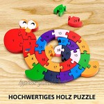 Schnecke Zahlenpuzzle Holzspielzeug | Zahlen und Buchstaben | Pädagogisches Spielzeug für klein-Kinder ab 3 Jahre mit Sicherung
