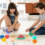 Ulikey Montessori Spielzeug Holz Clip Beads Brettspiel Holz Clip Perlen Spiel Puzzle Board Kinder Hände Augen Gehirn Training Vorschule Lernspielzeug Geschenk für Mädchen Jungs 3 4 5 6 Jahre