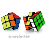 Coolzon 2x2 3x3 Zauberwürfel Sets 2x2x2 Smooth Turning Puzzle Magic Cube für Kinder 2er Pack