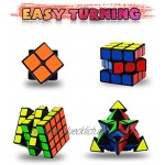 Coolzon Zauberwürfel Set 4 Stück Speed Cube Set 2x2 3x3 4x4 Pyraminx Speedcube 3D Puzzle Magic Cubes für Kinder Erwachsene Anfänger