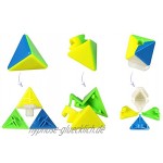 FunnyGoo Mofangge 4x4 Pyramid Triangle Pyraminx Magic Cube Speed Puzzle cube with One Display Stand Stickerless