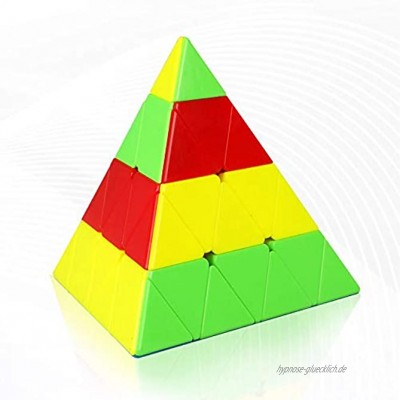FunnyGoo Mofangge 4x4 Pyramid Triangle Pyraminx Magic Cube Speed Puzzle cube with One Display Stand Stickerless