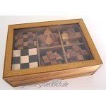 LOGOPLAY 6 Knobelspiele im Set Spielesammlung 3D Puzzle Denkspiele Knobelspiele Geduldspiele Logikspiele in edler Geschenkbox aus Holz mit transparentem Deckel