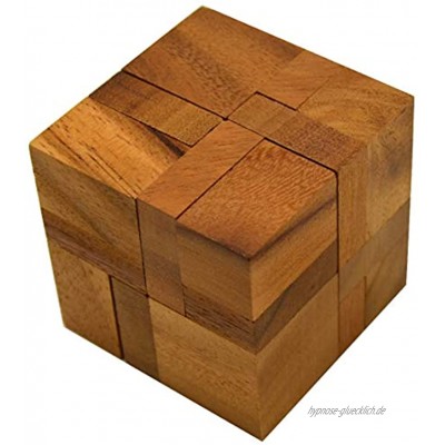 LOGOPLAY 6 Pieces in a Cube 3D Puzzle Denkspiel Knobelspiel Geduldspiel Logikspiel aus Holz