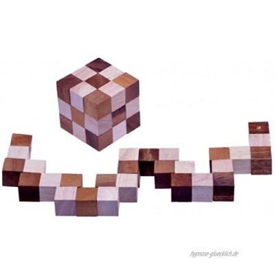 LOGOPLAY Schlangenwürfel 3x3 Gr. M 6x6x6 cm Snake Cube Würfel Schlange 3D Puzzle Denkspiel Knobelspiel Geduldspiel Logikspiel aus edlem Holz