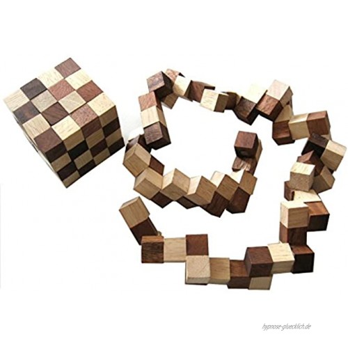 LOGOPLAY Schlangenwürfel 4x4 Gr. L 8x8x8 cm Snake Cube Würfel Schlange 3D Puzzle Denkspiel Knobelspiel Geduldspiel Logikspiel aus edlem Holz