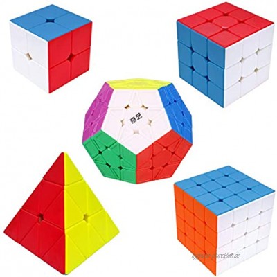 Maomaoyu Zauberwürfel Speedcube Set Puzzle Cube Set 2x2+3x3+4x4+Pyraminx+Megaminx Zauberwürfel,Speedcube-Bundle（ohne Aufkleber）