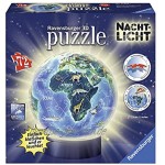 Ravensburger 3D Puzzle 11844 Nachtlicht Erde bei Nacht 72 Teile Puzzle-Ball Globus ab 6 Jahren LED Nachttischlampe mit Klatsch-Mechanismus