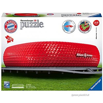 Ravensburger 3D Puzzle 12526 Allianz Arena FC Bayern München Fanartikel Stadion als 3D Puzzle für Erwachsene und Kinder ab 8 Jahren
