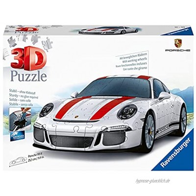 Ravensburger 3D Puzzle 12528 Porsche 911 R 3D Puzzle für Kinder und Erwachsene mit 108 Teilen Modellauto Modellbau ganz ohne Kleber