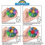 ROXENDA Regenbogenball Puzzle Zauberball mit 11 Kugeln Rainbow Ball Geschicklichkeitsspiel Brain Teaser & Stress Ball für Kinder und Erwachsene Blau