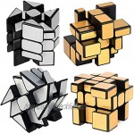 ROXENDA Speed Cube Set Zauberwürfel Set mit Silber Mirror Cube und Gold Mirror S Cube Unregelmäßig 3x3x3 SpeedCube Twisty Spiegelwürfel