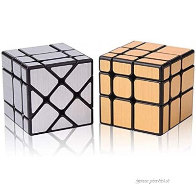 ROXENDA Speed Cube Set Zauberwürfel Set mit Silber Mirror Cube und Gold Mirror S Cube Unregelmäßig 3x3x3 SpeedCube Twisty Spiegelwürfel