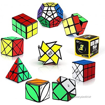 ROXENDA Zauberwürfel Set [10er Pack] Speed Cube Set mit 2x2x2 3x3x3 2x2x3 Pyramide Megaminx Skew Axis Windmill Fisher Ivy Zauberwürfel Einfaches Drehen & Glatt Spielen