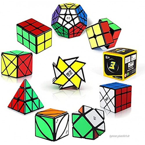 ROXENDA Zauberwürfel Set [10er Pack] Speed Cube Set mit 2x2x2 3x3x3 2x2x3 Pyramide Megaminx Skew Axis Windmill Fisher Ivy Zauberwürfel Einfaches Drehen & Glatt Spielen