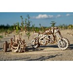 UGEARS 3D Puzzle Erwachsene Holz 3D Holzbausatz Motorrad Modell mit Gummibandmotor Mechanischer Modellbausatz Motorrad Bausatz 3D Holzpuzzle für Erwachsene und Jugendliche Scrambler UGR-10