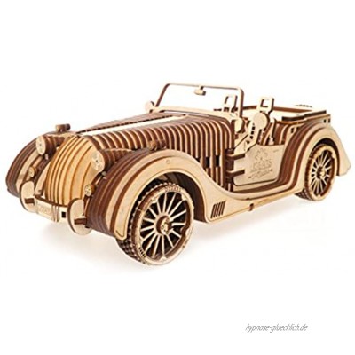 UGEARS VM-01 Roadster Auto 3D Holzkunst DYI – Modellbau Projekte für Erwachsene und Kinder 3D Technisches Modell – Aus Sperrholz mit integriertem Getriebe – Großartiges Geschenk für Auto-Liebhaber