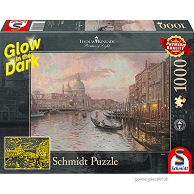 Schmidt Spiele 59499 Thomas Kinkade In den Straßen von Venedig Glow in The Dark 1000 Teile Puzzle Bunt