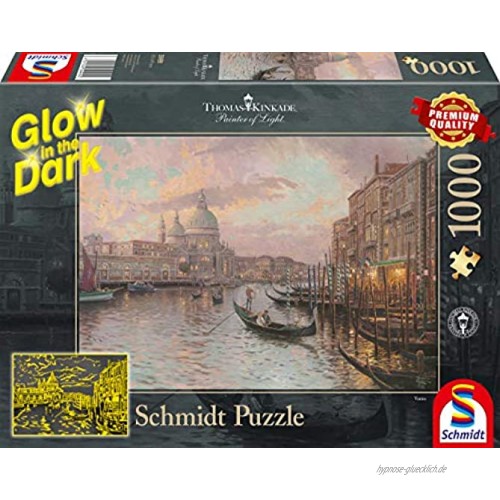 Schmidt Spiele 59499 Thomas Kinkade In den Straßen von Venedig Glow in The Dark 1000 Teile Puzzle Bunt