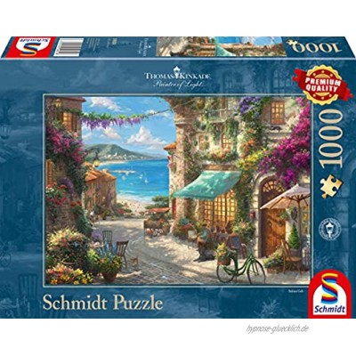 Schmidt Spiele 59624 Thomas Kinkade Café an der italienischen Riviera 1000 Teile Puzzle Bunt