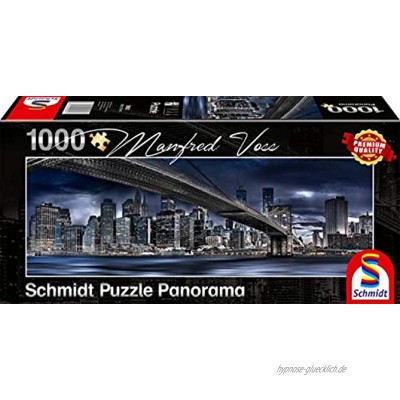 Schmidt Spiele SCH59621 Manfred Voss New York Dark Night 1000 Teile Panorama-Puzzle Bunt