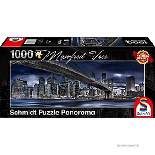 Schmidt Spiele SCH59621 Manfred Voss New York Dark Night 1000 Teile Panorama-Puzzle Bunt