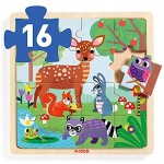 DJECO DJ01812 Steckbare Puzzle zusammensteckbares Puzzlo Forest bunt