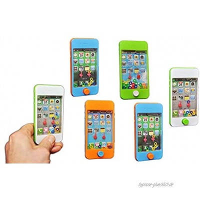 jameitop® 6 X Wasserspiel Smartphone Look Knobelspiele Wasser Geduldspiel Bunte Farben Ringe mit Druckluft auf Stifte schießen
