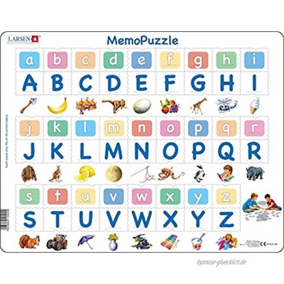 Larsen GP426 MemoPuzzle: Das Alphabet mit 26 Groß- und Kleinbuchstaben Englisch Ausgabe Rahmenpuzzle mit 52 Teilen