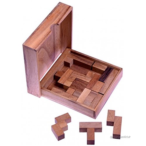 LOGOPLAY Square Puzzle Pentomino Puzzle Lernspiel Denkspiel Knobelspiel Geduldspiel Logikspiel aus Holz