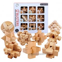 OVERWELL 9St. Holz Knobelspiele 3D Puzzle Knifflige IQ Spiel Rätsel Denkspiel Logikspiele Geduldspiele Adventskalender Inhalt für Kinder und Erwachsene