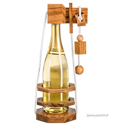 Zederello Flaschenpuzzle für Champagner Sekt Wein Flaschentresor Flaschensafe aus Holz für Sekt und Weinflasche Wein Flaschenrätsel Geschicklichkeitsspiel