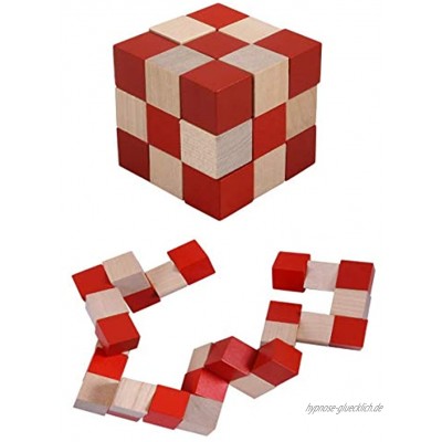 B&Julian® Holz Schlangenwürfel 3x3x3 knobelspiel groß 3D Puzzle 7,8x7,8x7,8cm für Kinder Erwachsene