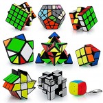 Coolzon Zauberwürfel Set 9 Stück Speed Cube Set 2x2 3x3 4x4 Pyraminx Megaminx Mirror Skewb Fenghuolun Klein Speed Cubing Magic Cubes für Kinder Erwachsene Anfänger