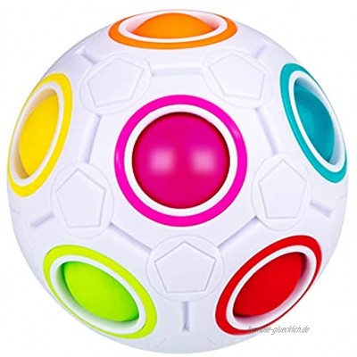 SISYS Magic Ball Regenbogenball Zauberwürfel Speedcube Rainbow Puzzle Ball Toy Zauberball Speed Magic Cube Würfel Regenbogen Ball Spielzeug für Kinder Erwachsene Weiß