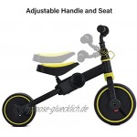 2 in 1 Kinderdreirad Faltbar Kinder Dreirad Baby Kinderwagen mit Sitz und Pedalen für Kleinkinder in unterschiedlichen Farben gelb