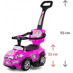 3 in 1 Rutscher Rutschauto Kinderauto abnehmbarer Schubstange aufklappbarer Sitz Color:Pink