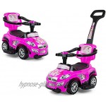 3 in 1 Rutscher Rutschauto Kinderauto abnehmbarer Schubstange aufklappbarer Sitz Color:Pink