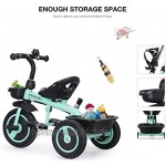 Fascol Kinder Dreirad mit Lenkbarer Schubstange 2 in 1 Kinderdreirad Baby Kinderwagen mit Flüsterleise Gummireifen Belastbarkeit bis 30 kg Hellgrün