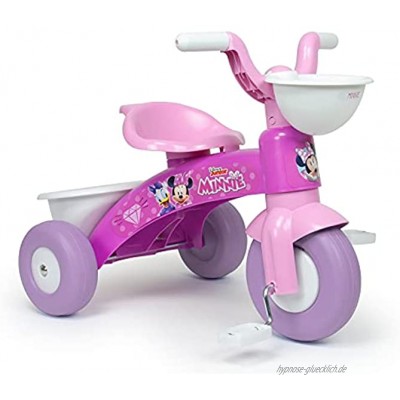 INJUSA Dreirad Trico Max Minnie Mouse Pink mit Korb Vorne und Hinten Empfohlen für Kinder von 1 bis 3 Jahren