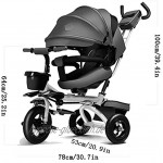 NUBAO Dreirad für Babys und Kinder 3 Räder sicherer Baldachin mit Griff Schiebepedal Farbe: Blau 2 Dreiräder für 1–3 Jahre