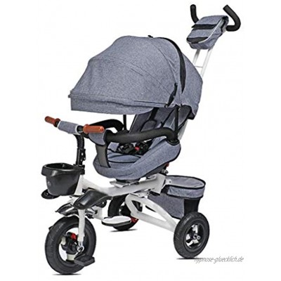 NUBAO Dreirad für Babys und Kinder 3 Räder sicherer Baldachin mit Griff Schiebepedal Farbe: Grau Dreiräder für 1–3 Jahre