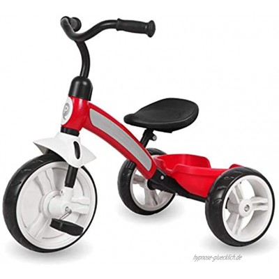 QPLAY Kinder-Dreirad Elite 10 8 Zoll mit Eva-Reifen Gepäckkorb Rot
