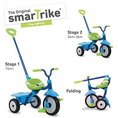 smarTrike 131-0900 Faltbares und stabiles Kinderdreirad Folding Fun Blau grün
