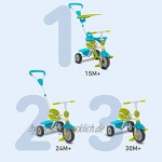 smarTrike 618-0100 Zip-Stabiles 3 in 1 Touch Steering Dreirad als Vollmetallkonstruktion Blue Green