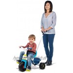 Smoby 740323 Be Fun Dreirad blau Kinderdreirad mit Schubstange Sitz mit Sicherheitsgurt Metallrahmen Pedal-Freilauf für Kinder ab 15 Monaten