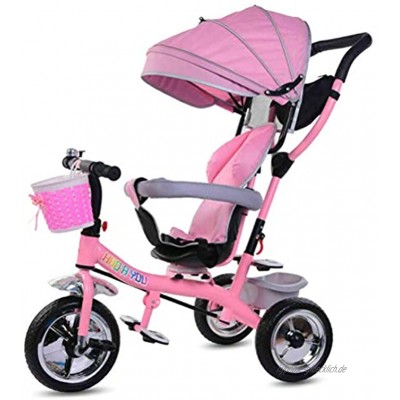 YEKKU Kinder Trike Dreirad Baby-Push-Trike 4-in-1-Baby-Dreirad Kinderwagen Kinder Falt Trike Baby-Dreirad mit faltbaren Pedalen Einziehbares Baldachin Dreirad für Kleinkinder